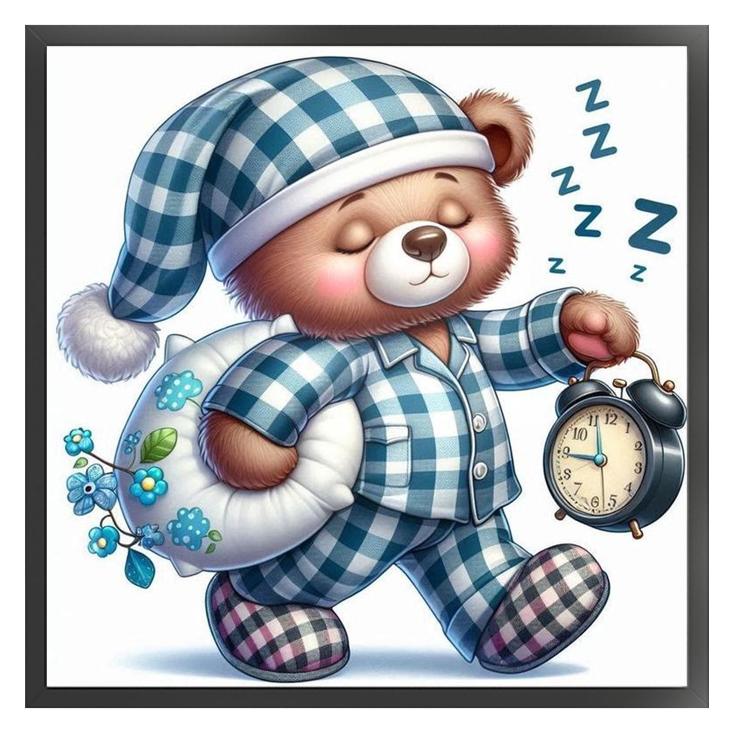 Sleeping Bear - Full 18CT Stamped Cross Stitch 25x25CM - Huacan