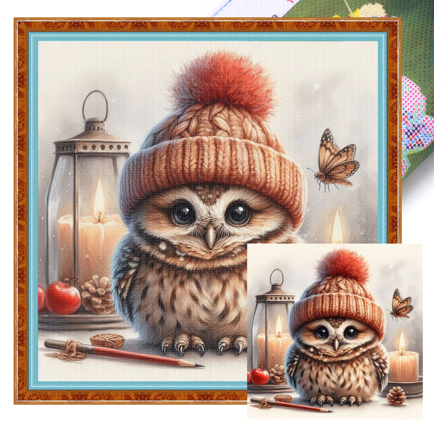 Owl - Full 18CT Stamped Cross Stitch 25x25CM - Huacan