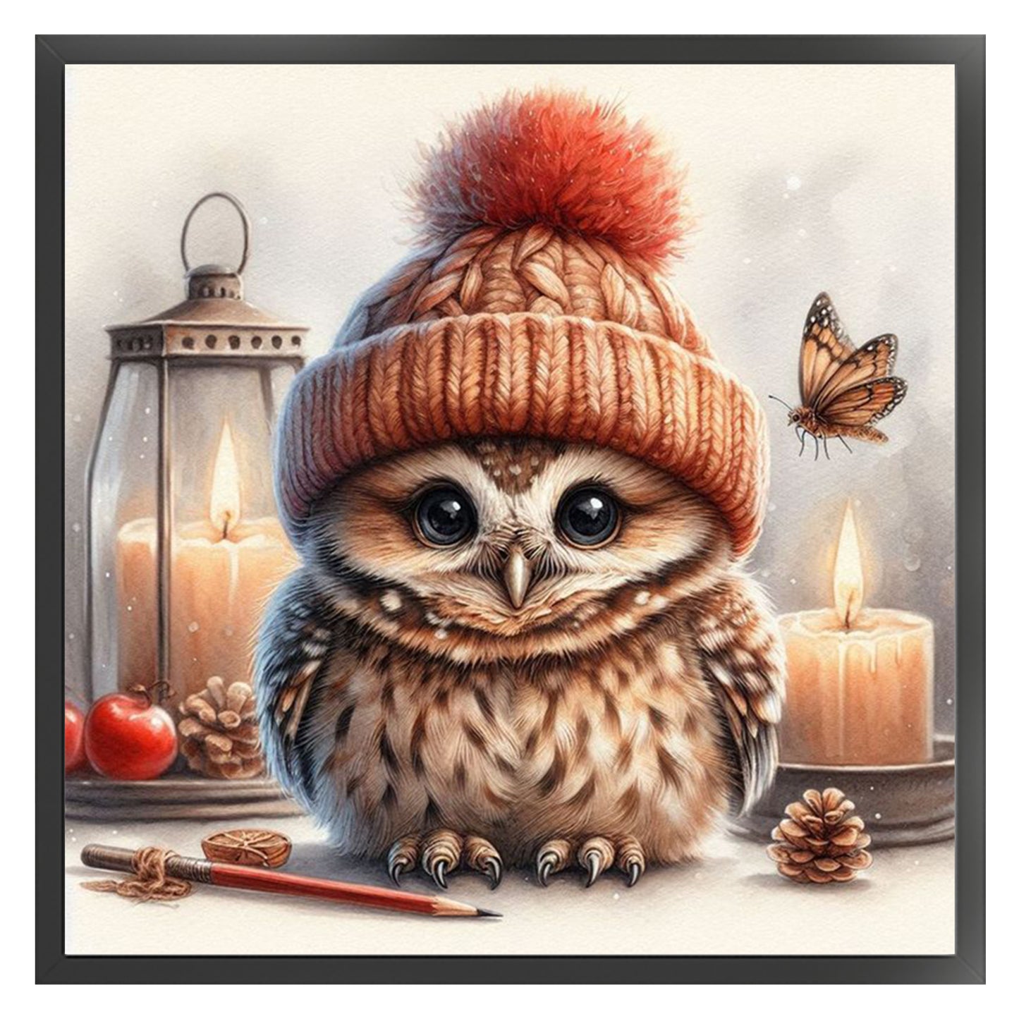 Owl - Full 18CT Stamped Cross Stitch 25x25CM - Huacan