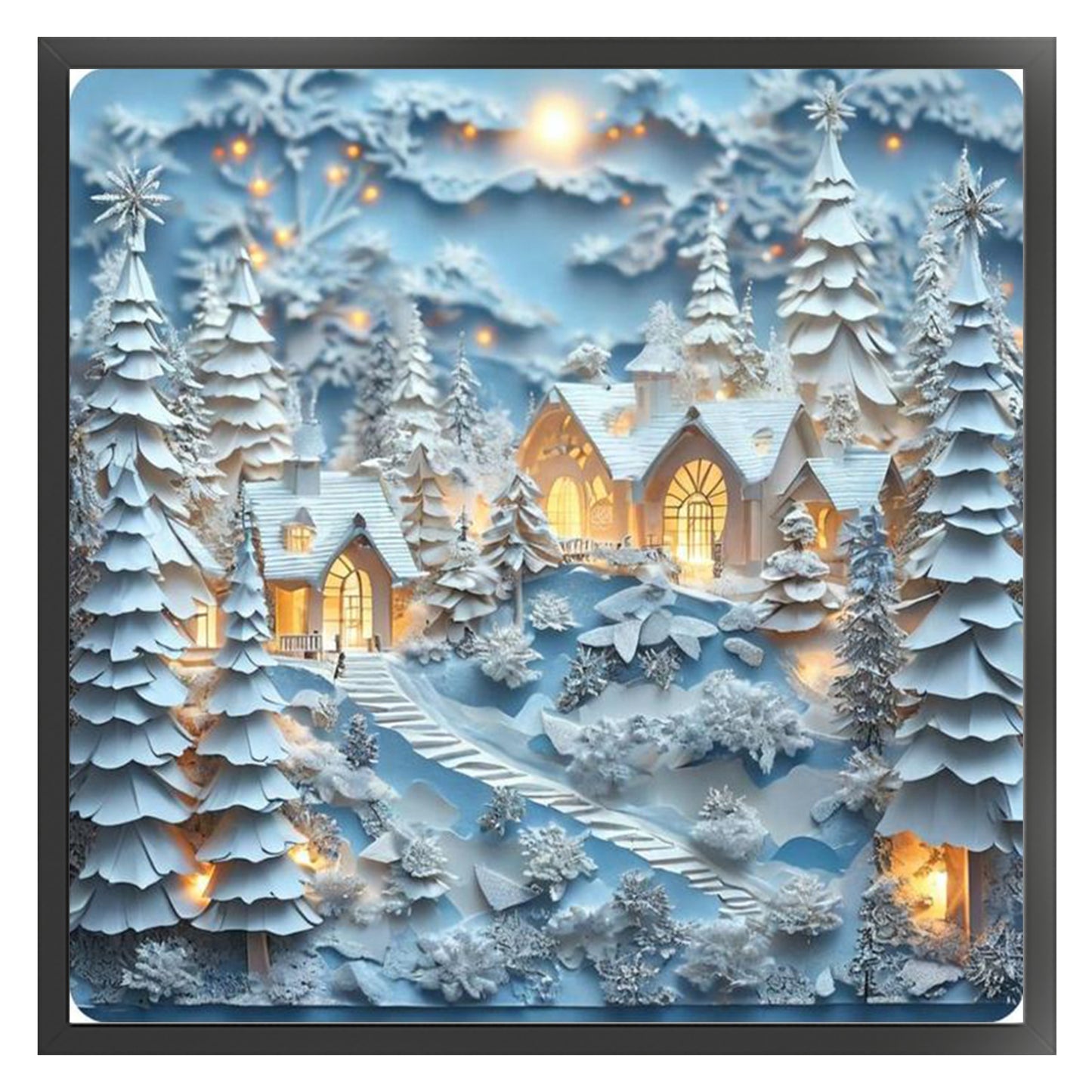 Winter Hut - Full 14CT Stamped Cross Stitch 45x45CM - Huacan