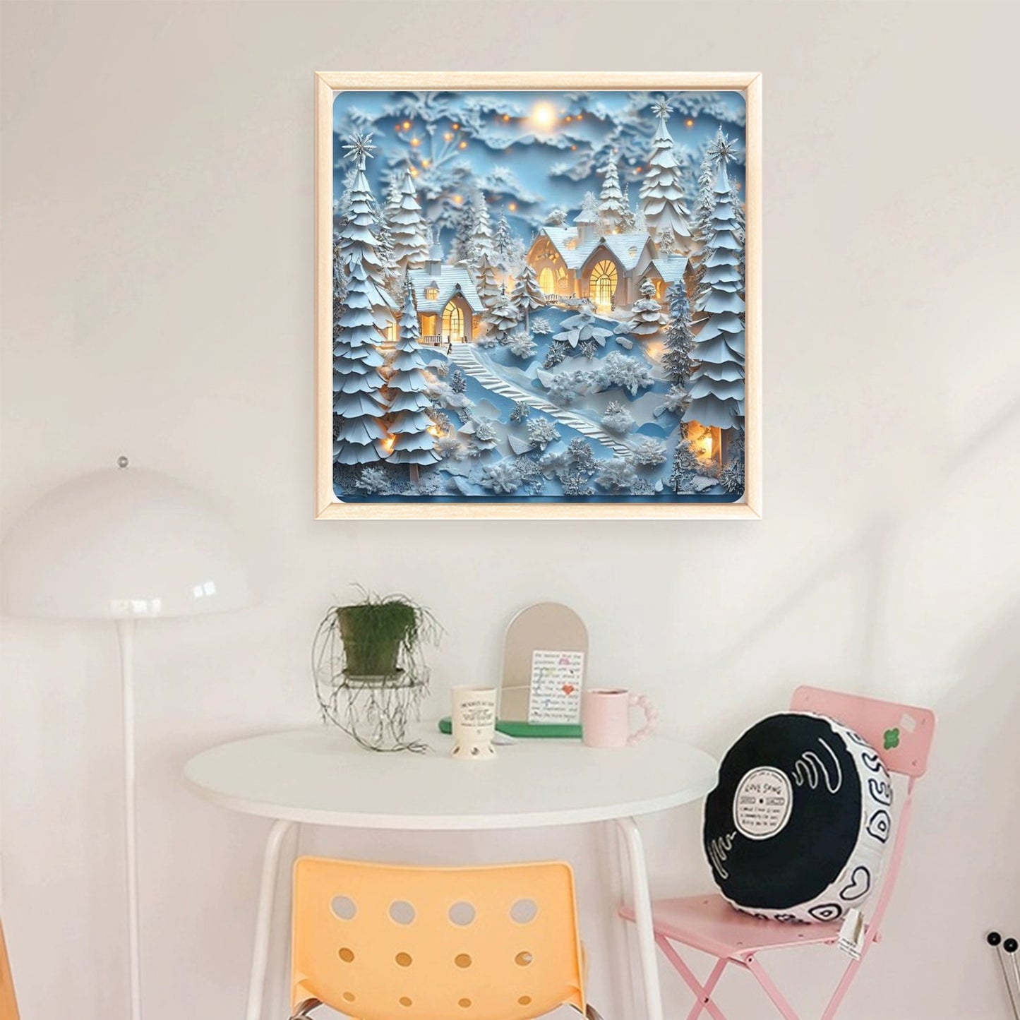 Winter Hut - Full 14CT Stamped Cross Stitch 45x45CM - Huacan