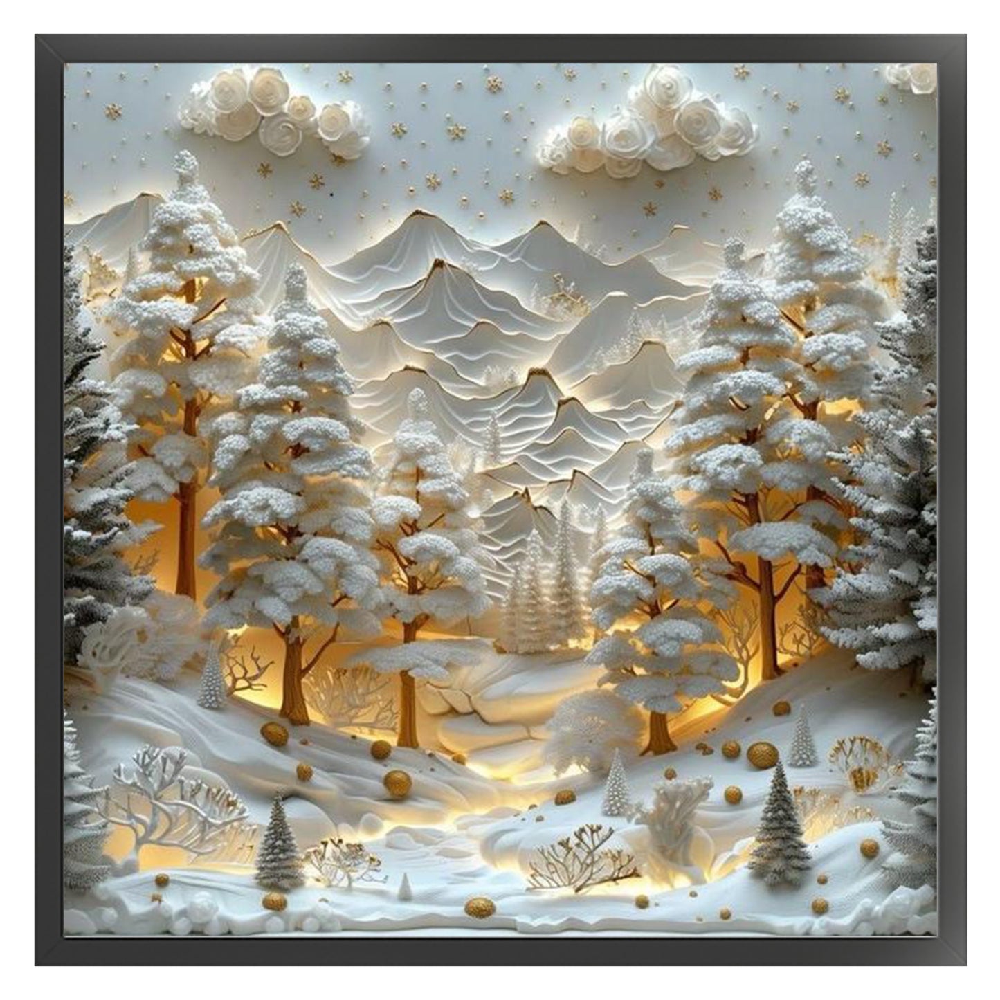 Winter Hut - Full 14CT Stamped Cross Stitch 45x45CM - Huacan
