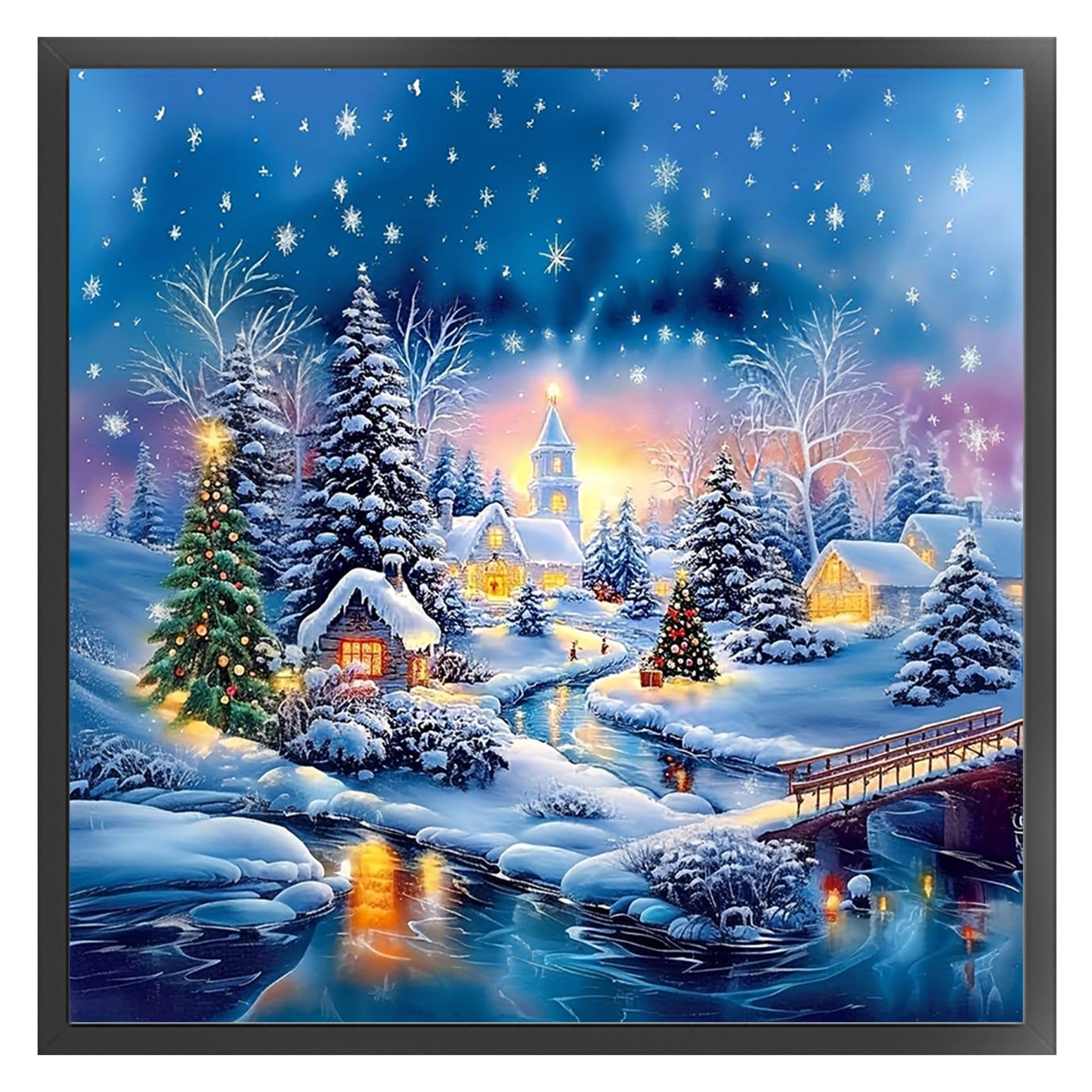 Snow Scene - Full 11CT Stamped Cross Stitch 45x45CM - Huacan