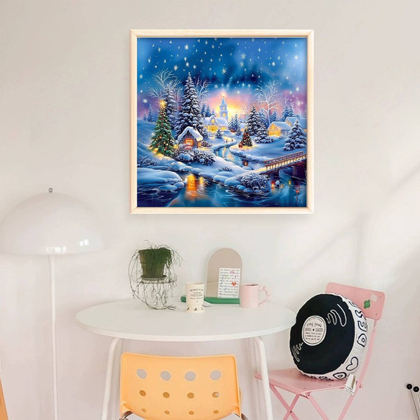 Snow Scene - Full 11CT Stamped Cross Stitch 45x45CM - Huacan