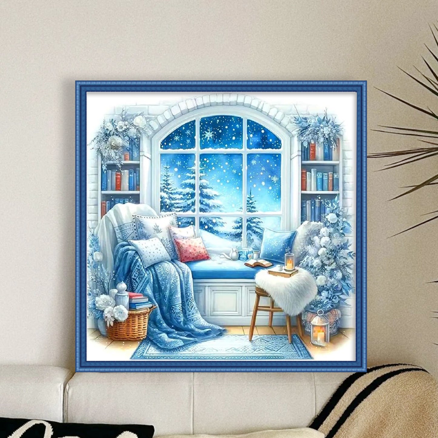 Winter Windowsill - Full 11CT Stamped Cross Stitch 45x45CM - Huacan