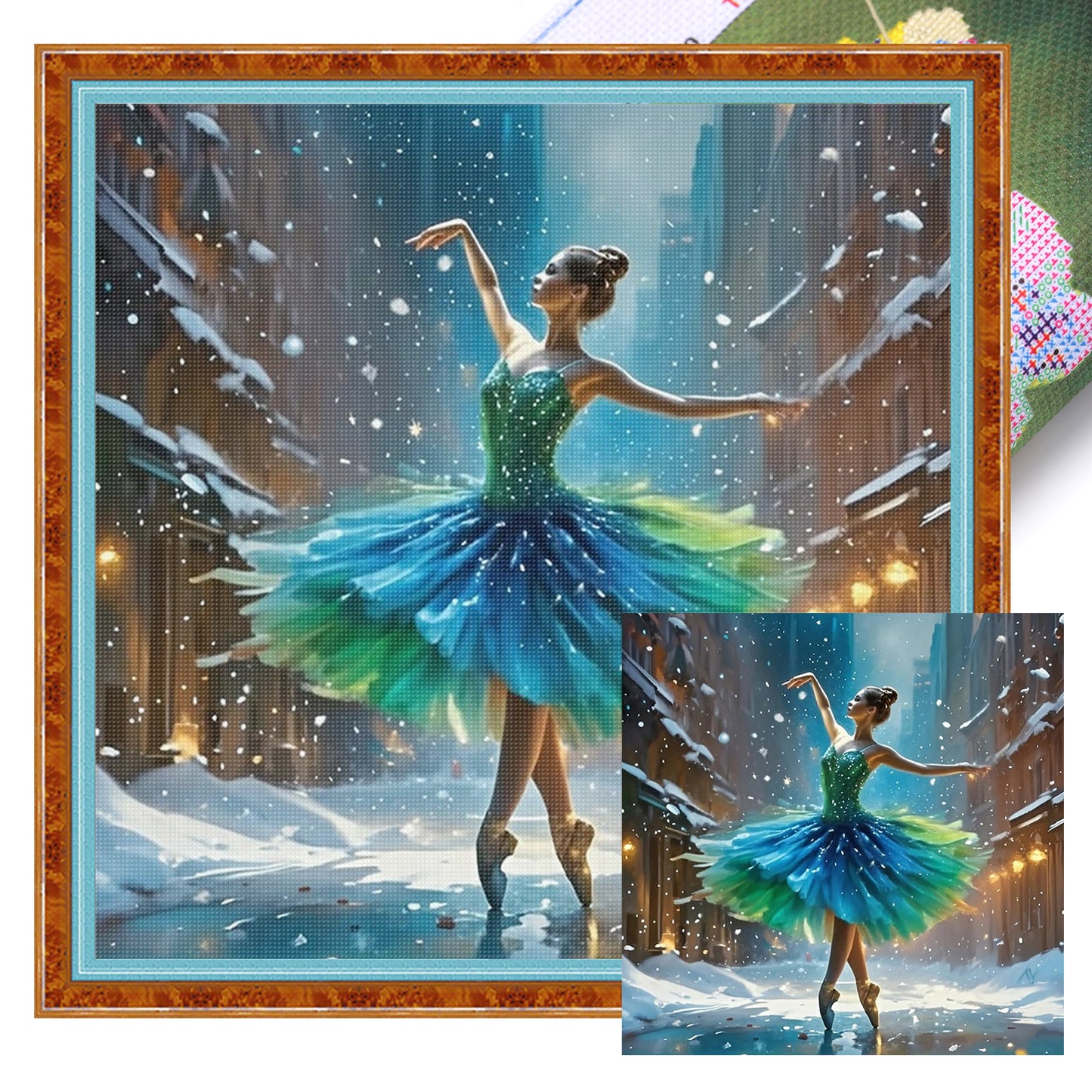 Winter Ballet - Full 11CT Stamped Cross Stitch 45x45CM - Huacan