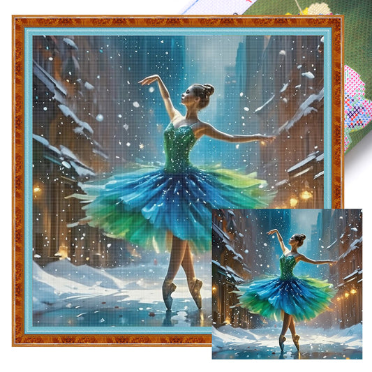 Winter Ballet - Full 11CT Stamped Cross Stitch 45x45CM - Huacan