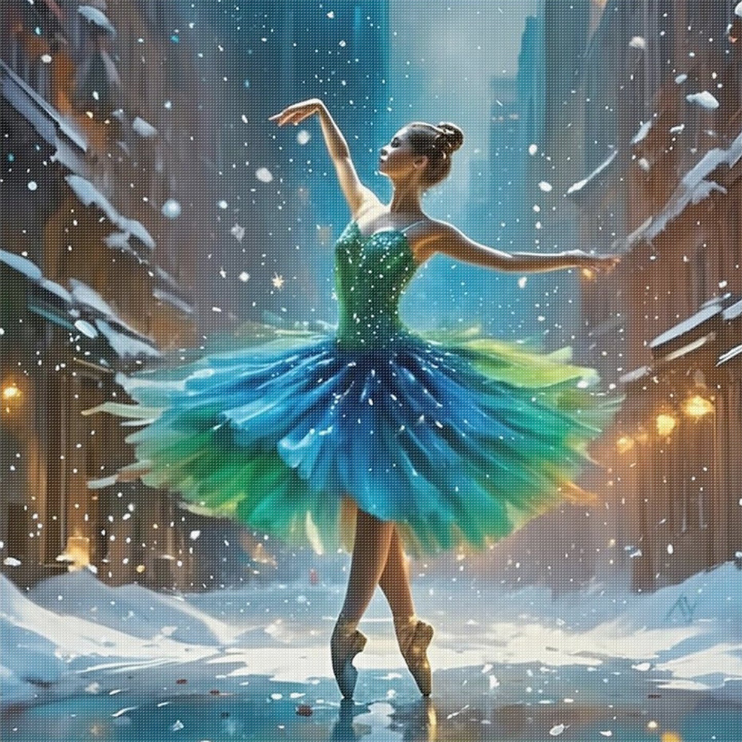 Winter Ballet - Full 11CT Stamped Cross Stitch 45x45CM - Huacan