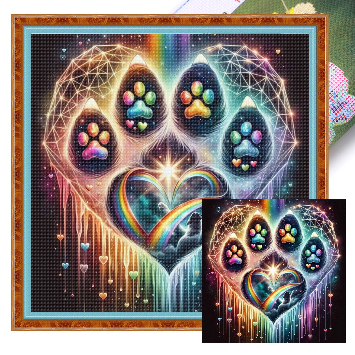 Paw Silhouette - Full 18CT Stamped Cross Stitch 40x40CM - Huacan