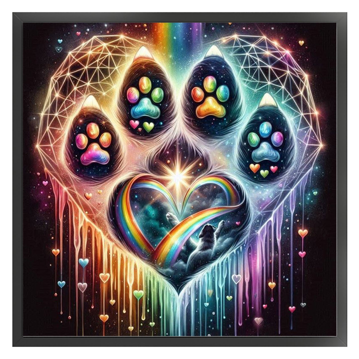 Paw Silhouette - Full 18CT Stamped Cross Stitch 40x40CM - Huacan