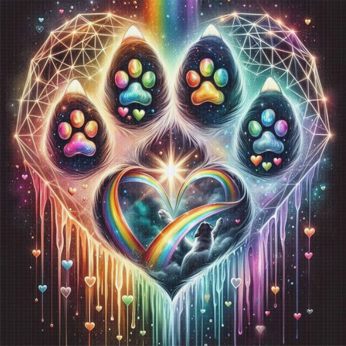 Paw Silhouette - Full 18CT Stamped Cross Stitch 40x40CM - Huacan