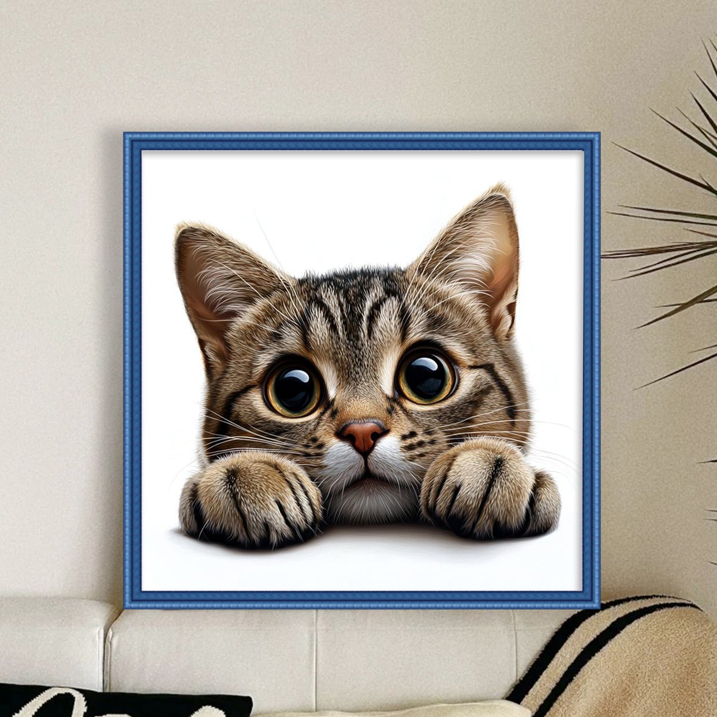 Tabby Cat - Full 11CT Stamped Cross Stitch 40x40CM - Huacan