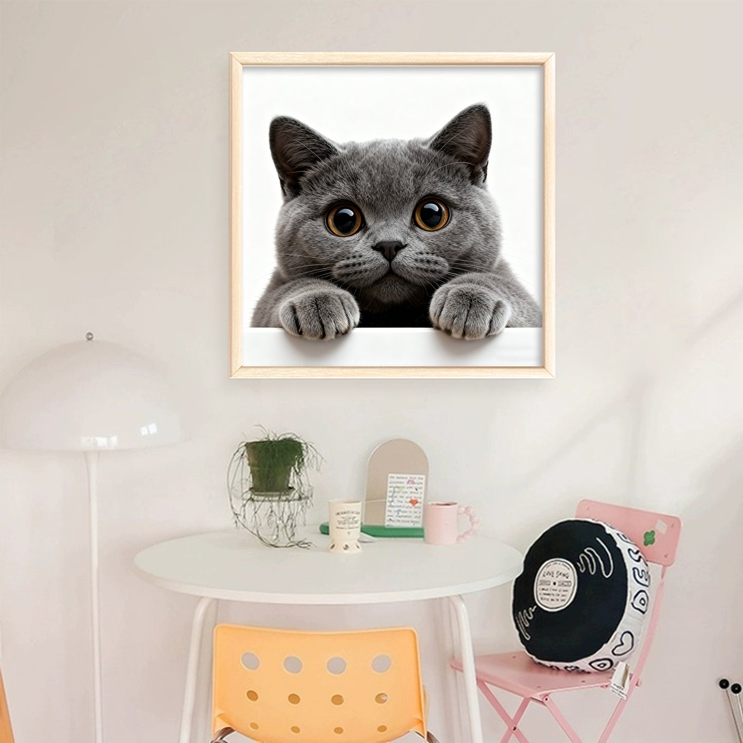 Blue Cat - Full 11CT Stamped Cross Stitch 40x40CM - Huacan