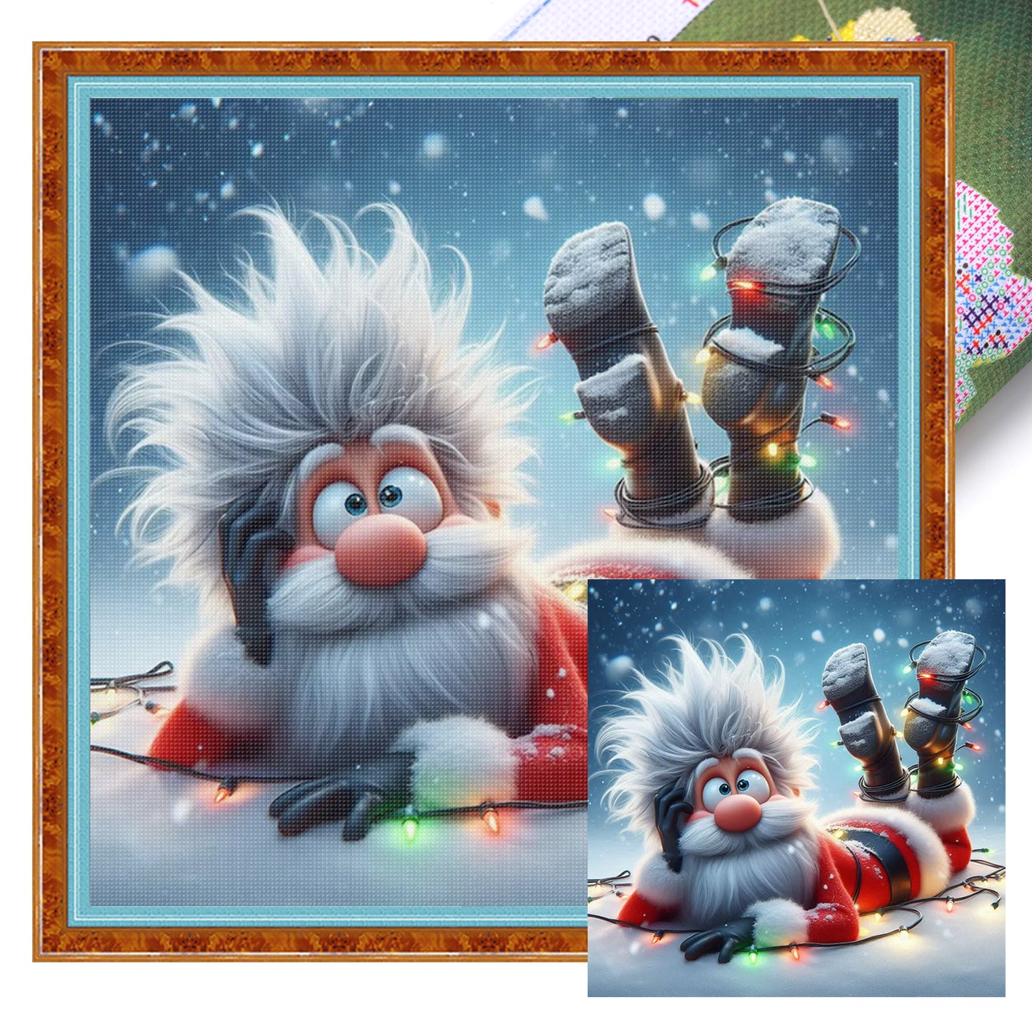 Santa Claus - Full 11CT Stamped Cross Stitch 40x40CM - Huacan