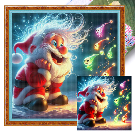 Santa Claus And Elf - Full 11CT Stamped Cross Stitch 40x40CM - Huacan