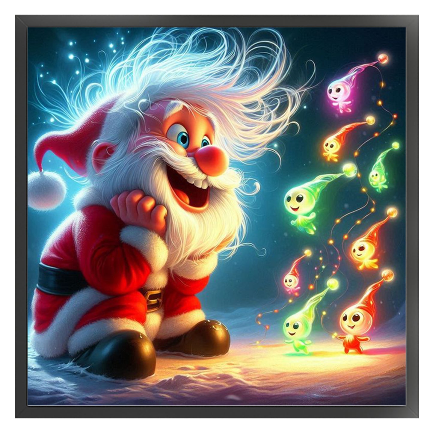 Santa Claus And Elf - Full 11CT Stamped Cross Stitch 40x40CM - Huacan