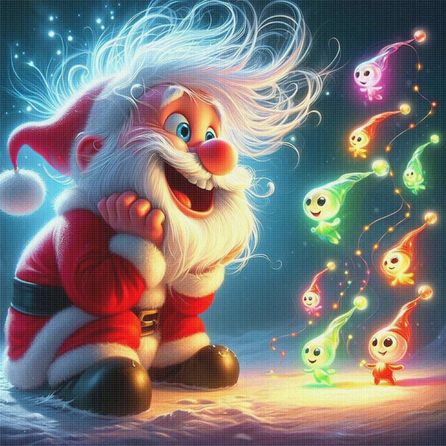 Santa Claus And Elf - Full 11CT Stamped Cross Stitch 40x40CM - Huacan