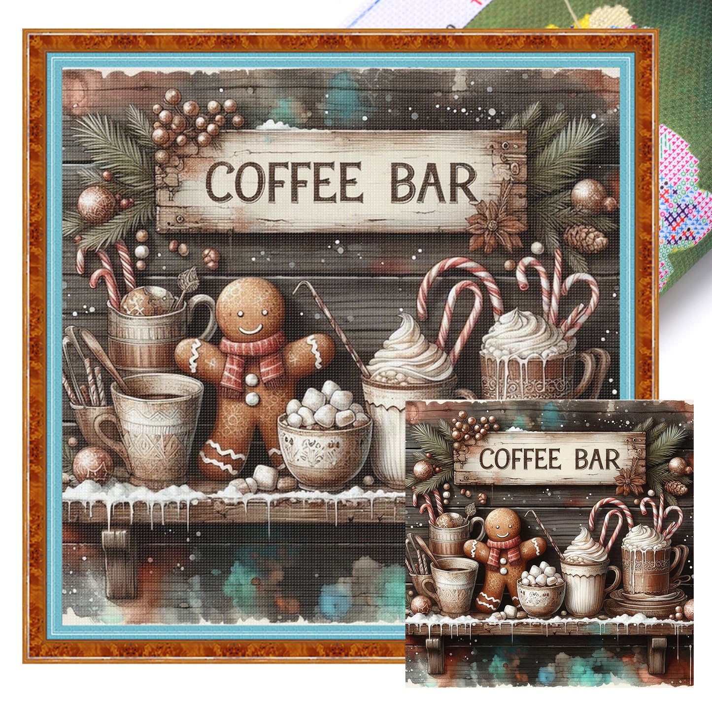 Christmas Drinks - Full 11CT Stamped Cross Stitch 45x45CM - Huacan