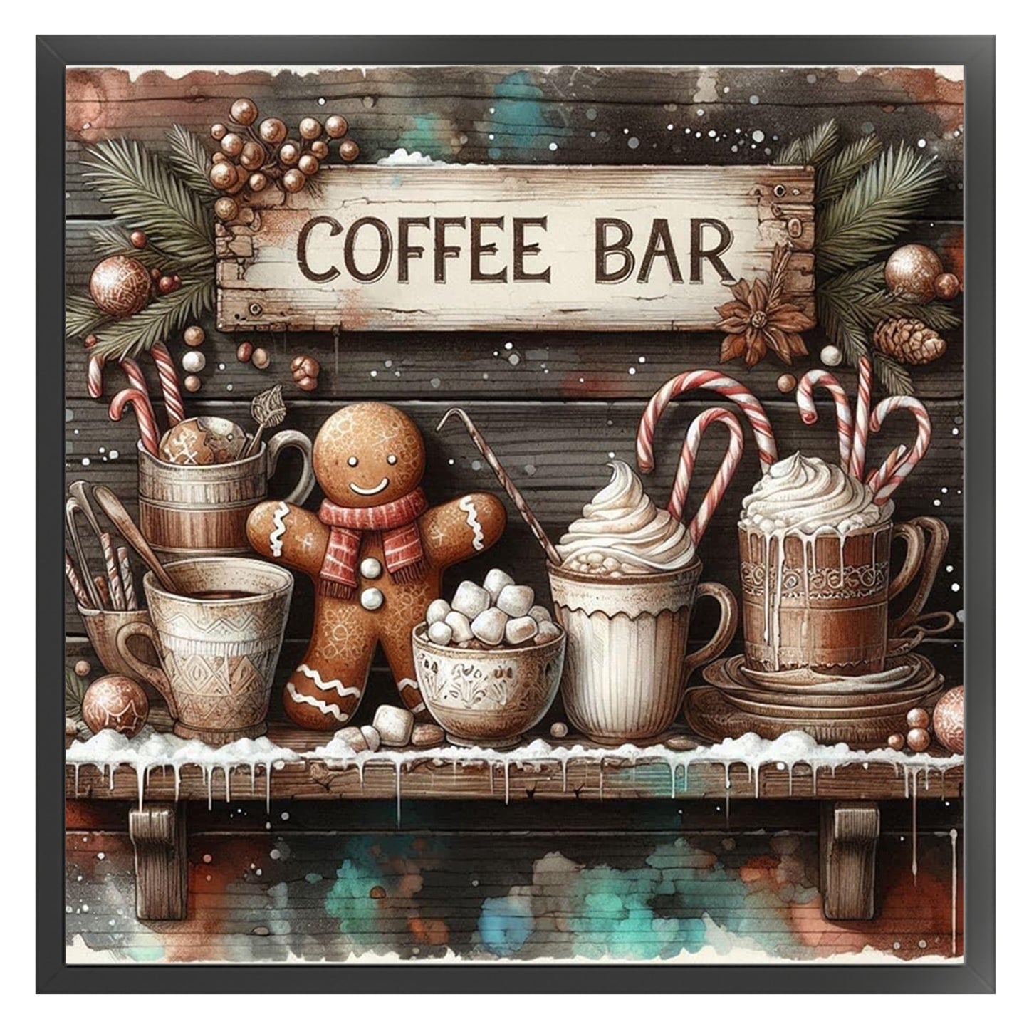 Christmas Drinks - Full 11CT Stamped Cross Stitch 45x45CM - Huacan