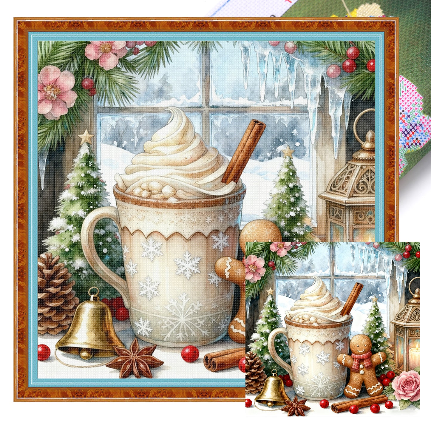 Christmas Drinks - Full 11CT Stamped Cross Stitch 45x45CM - Huacan