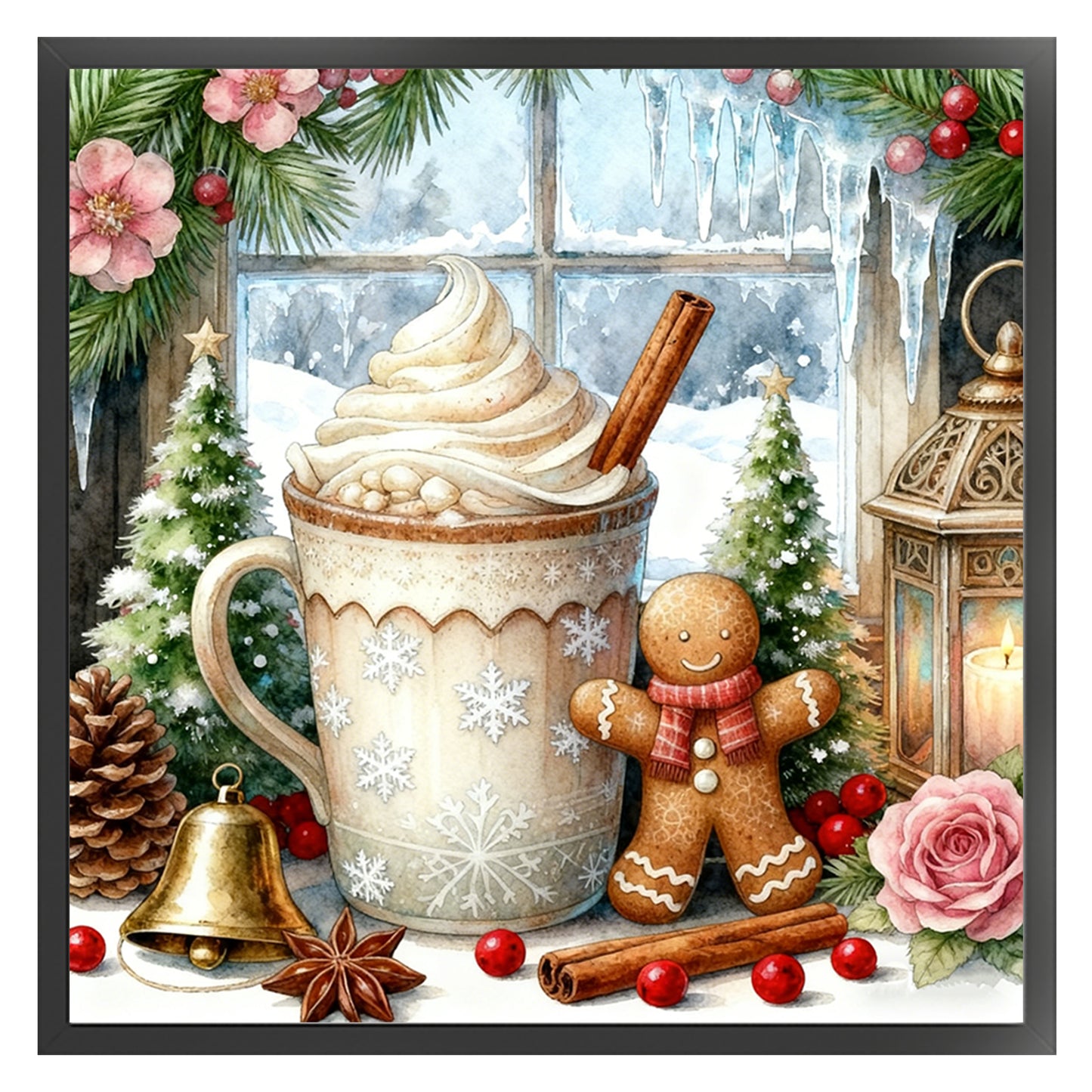 Christmas Drinks - Full 11CT Stamped Cross Stitch 45x45CM - Huacan