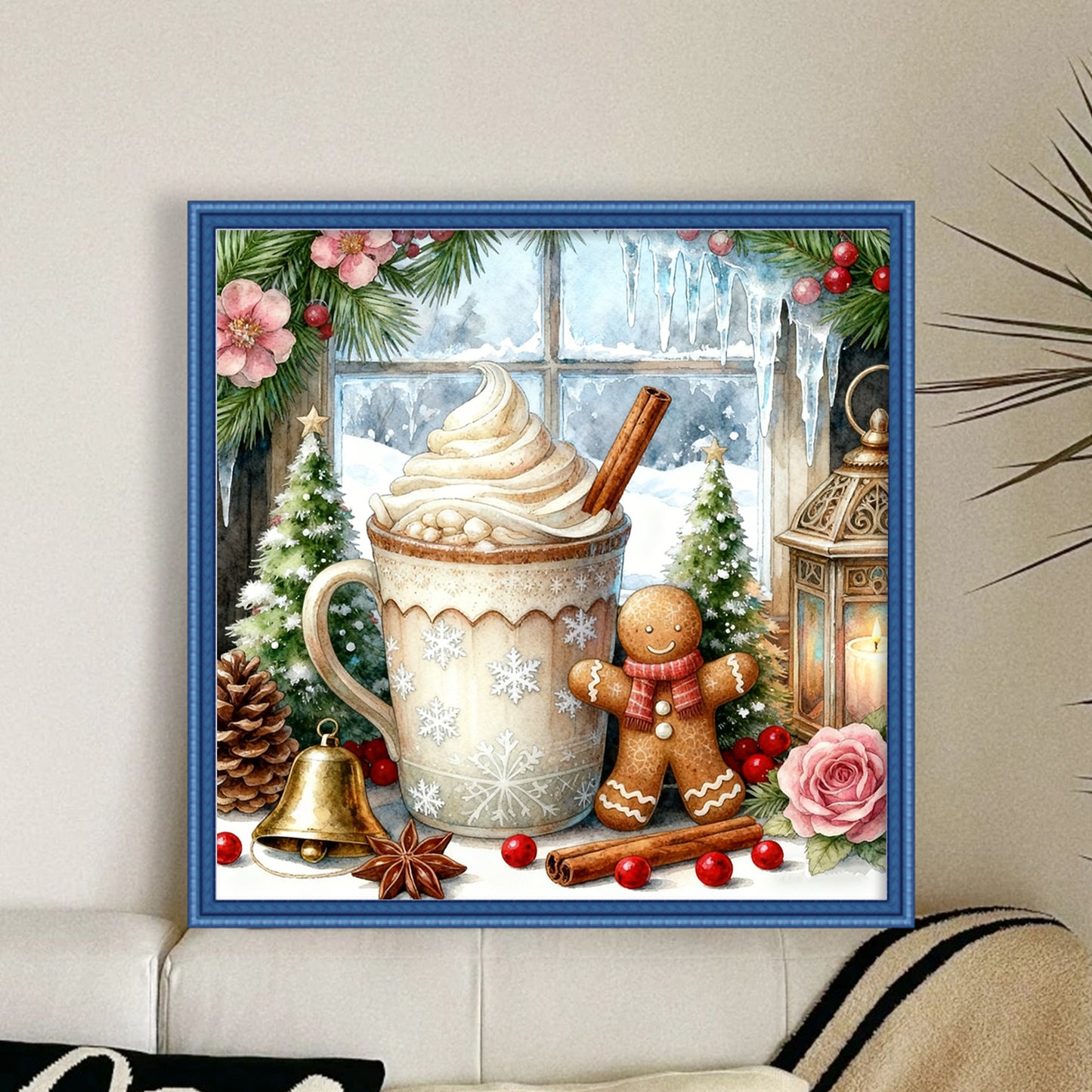 Christmas Drinks - Full 11CT Stamped Cross Stitch 45x45CM - Huacan