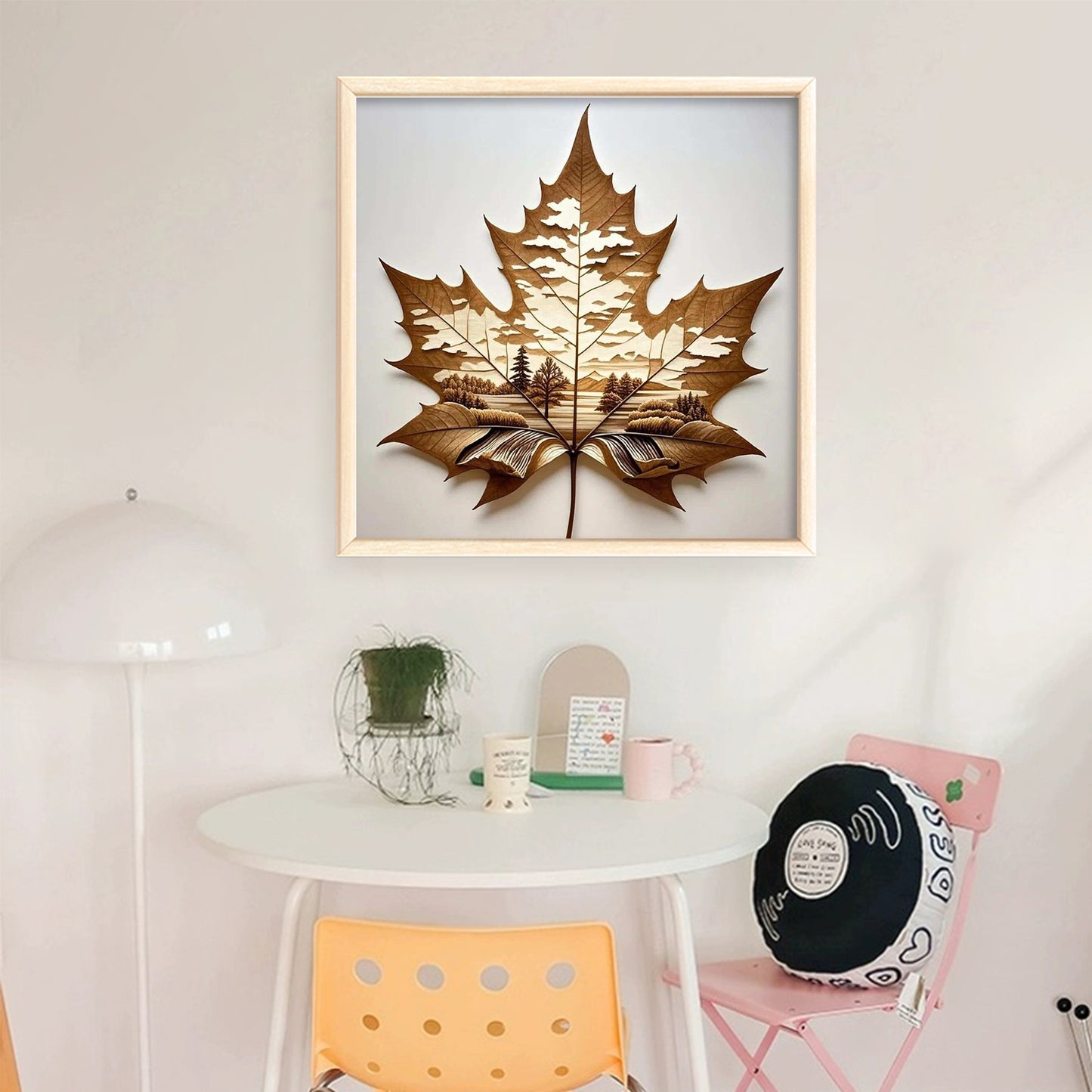 Withered Leaf Silhouette Forest - Full 11CT Stamped Cross Stitch 45x45CM - Huacan