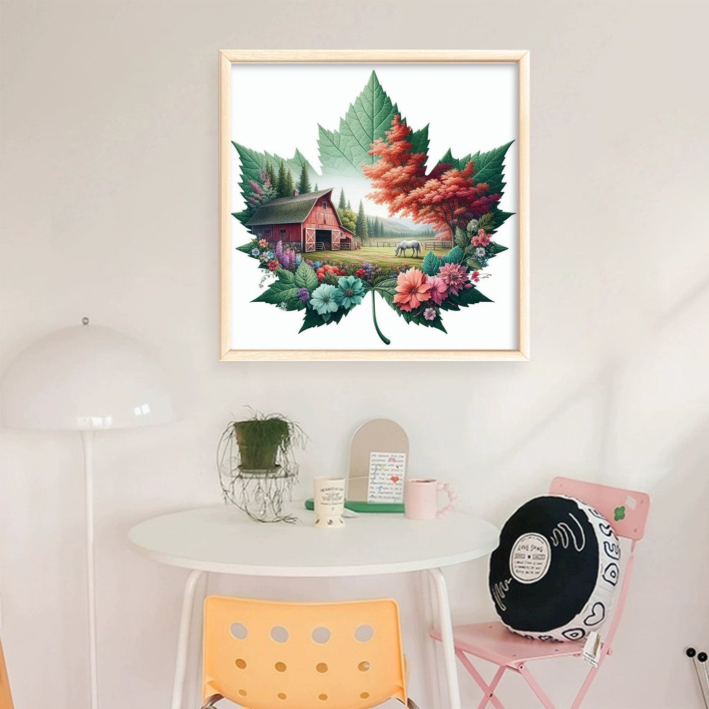 Maple Silhouette Farm - Full 11CT Stamped Cross Stitch 45x45CM - Huacan