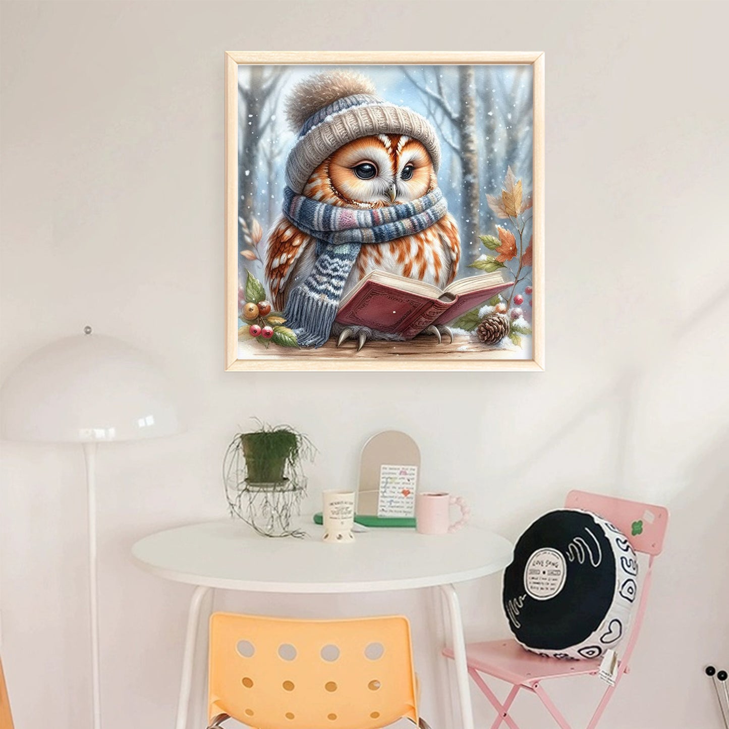 Reading Owl - Full 11CT Stamped Cross Stitch 40x40CM - Huacan