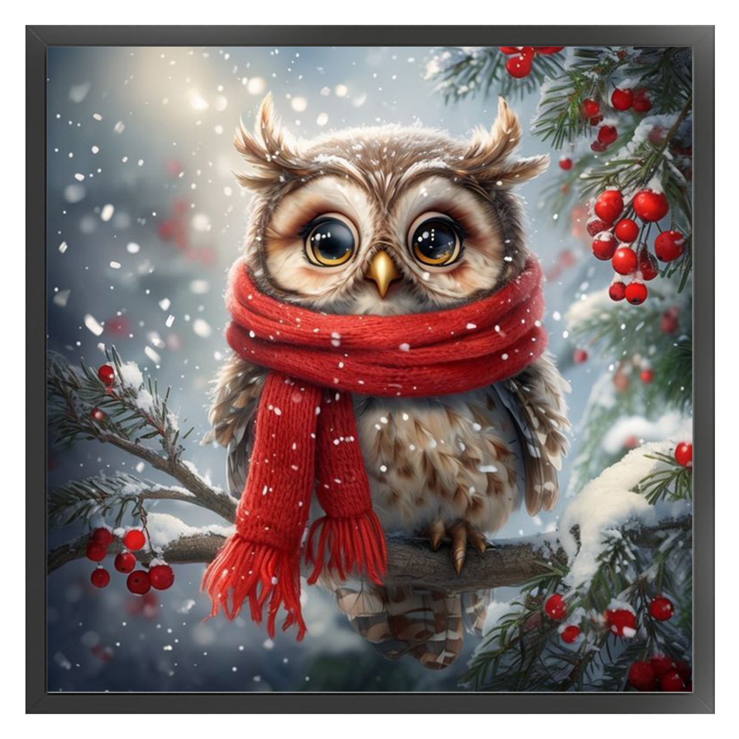 Scarfed Owl - Full 11CT Stamped Cross Stitch 40x40CM - Huacan