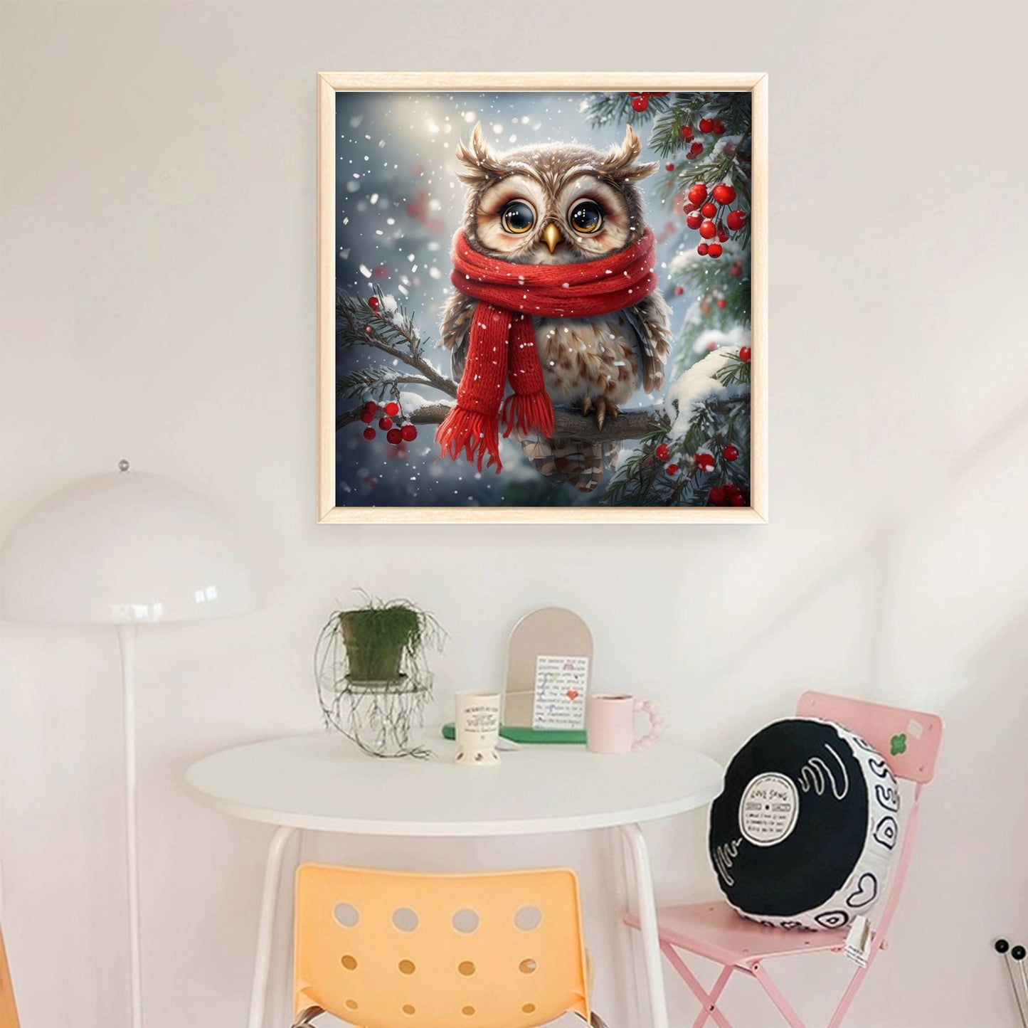 Scarfed Owl - Full 11CT Stamped Cross Stitch 40x40CM - Huacan