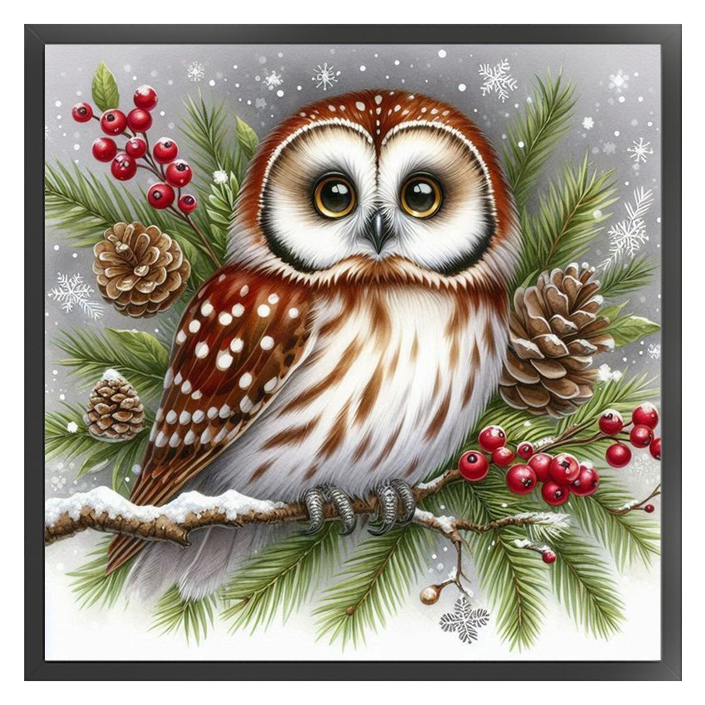 Owl - Full 11CT Stamped Cross Stitch 40x40CM - Huacan