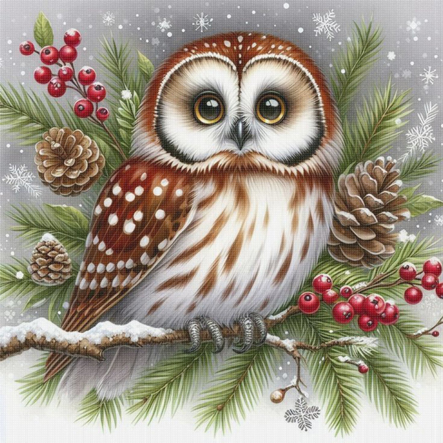 Owl - Full 11CT Stamped Cross Stitch 40x40CM - Huacan
