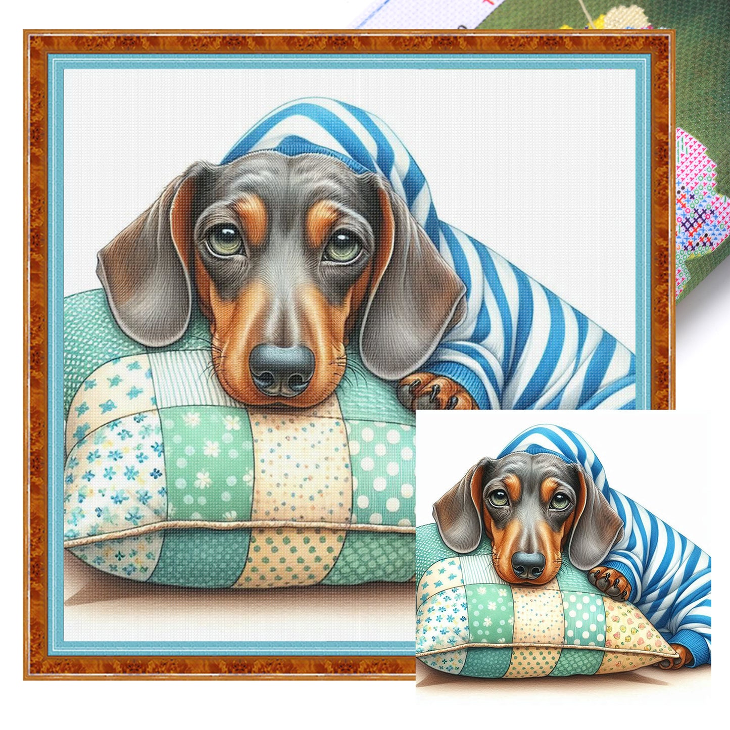 Dachshund-Dog - Full 11CT Stamped Cross Stitch 40x40CM - Yishu