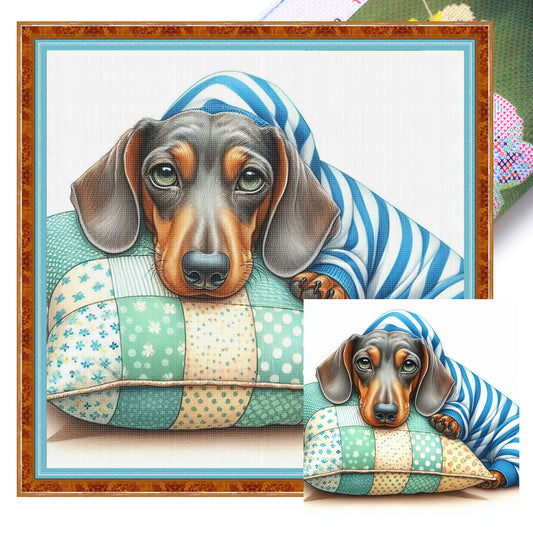 Dachshund-Dog - Full 11CT Stamped Cross Stitch 40x40CM - Yishu