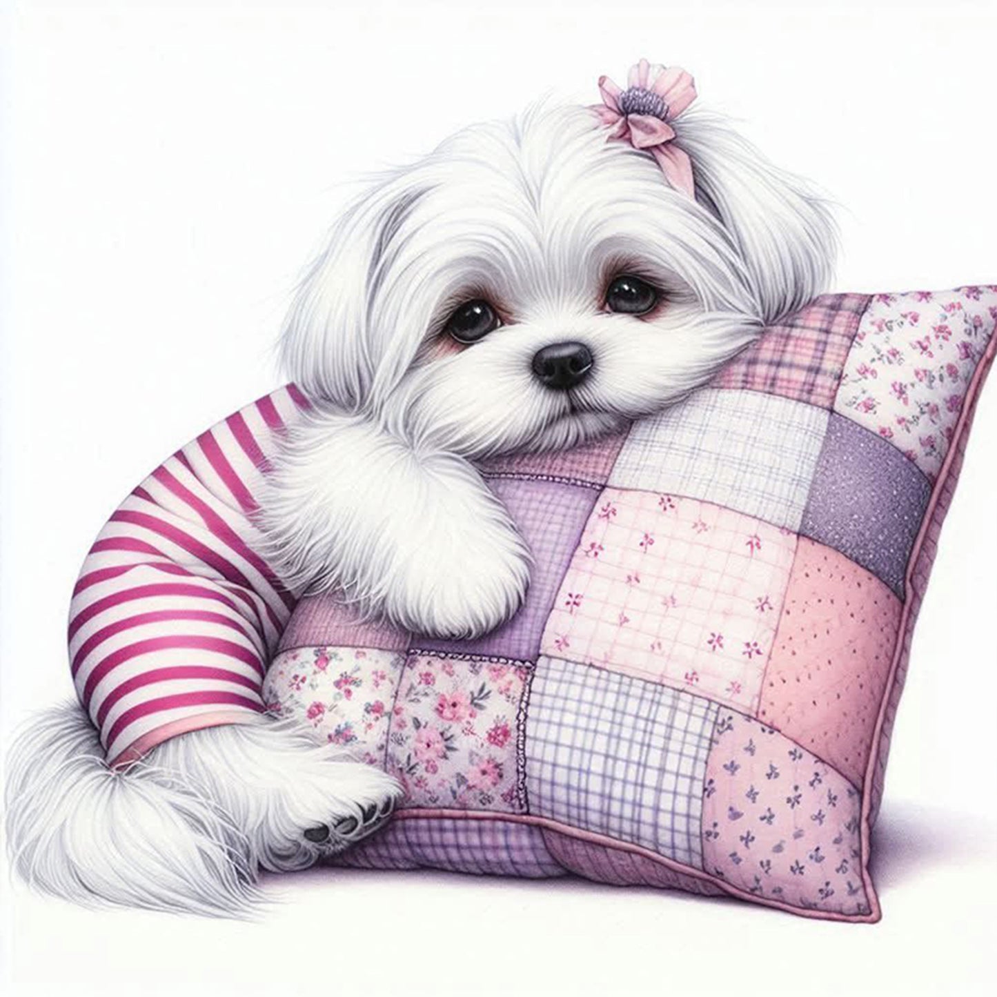 Maltese-Dog - Full 11CT Stamped Cross Stitch 40x40CM - Yishu