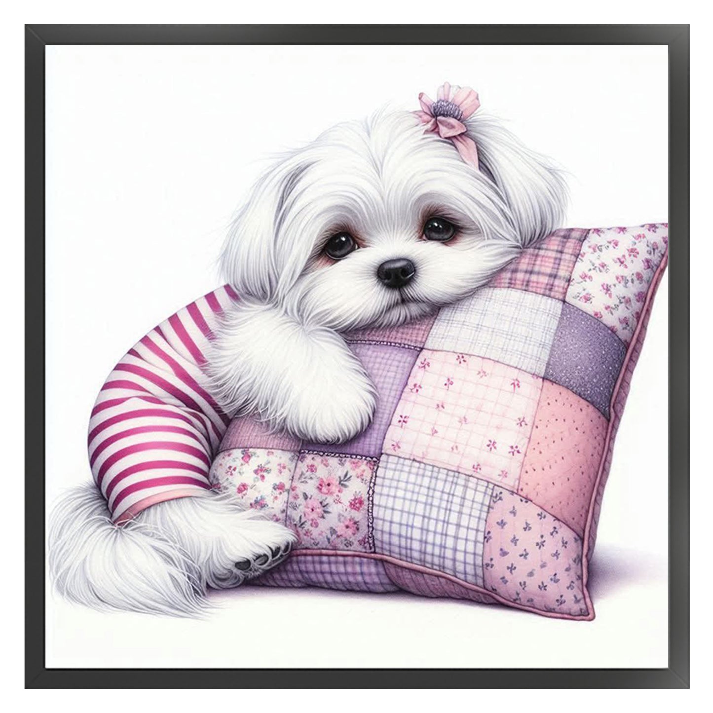 Maltese-Dog - Full 11CT Stamped Cross Stitch 40x40CM - Yishu