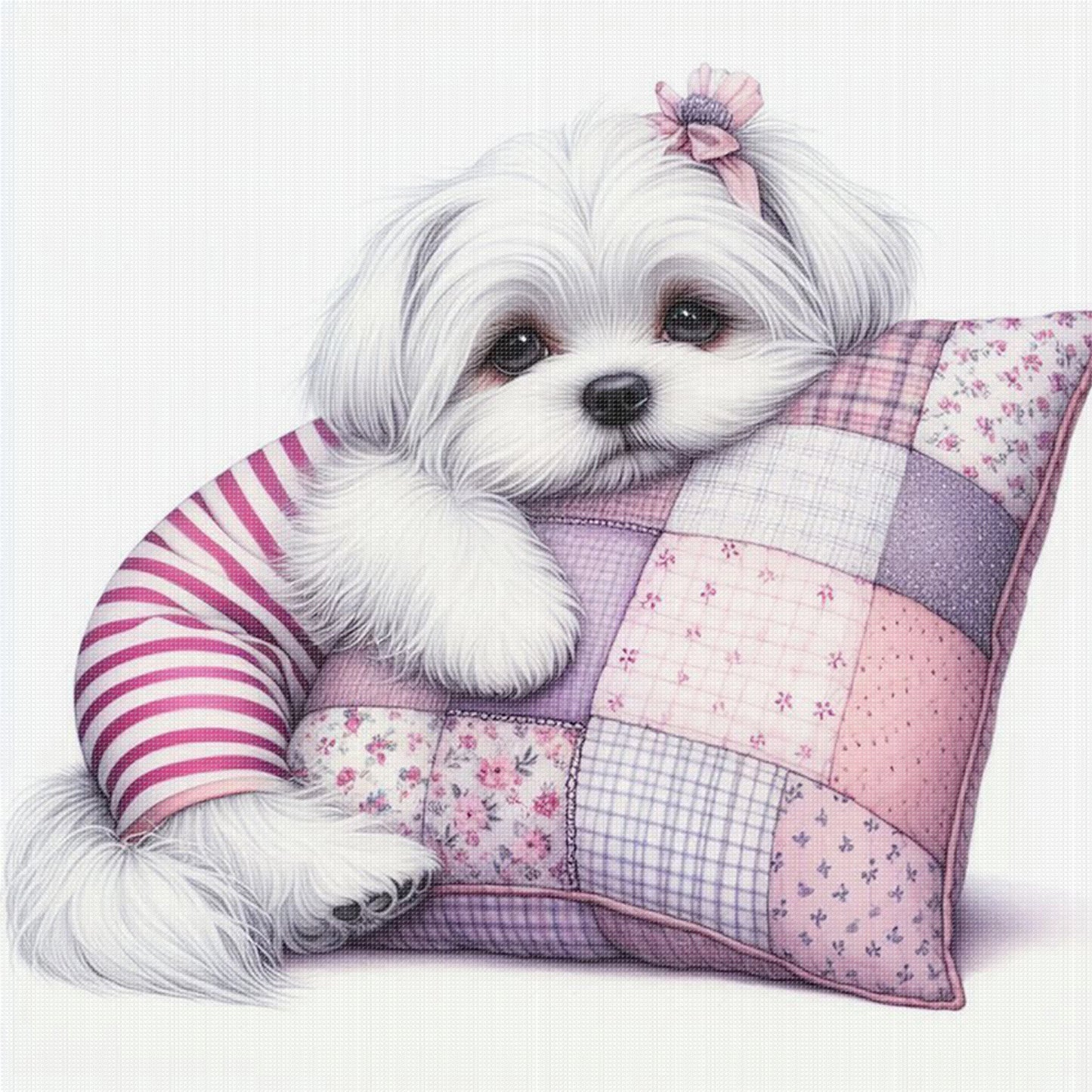 Maltese-Dog - Full 11CT Stamped Cross Stitch 40x40CM - Yishu