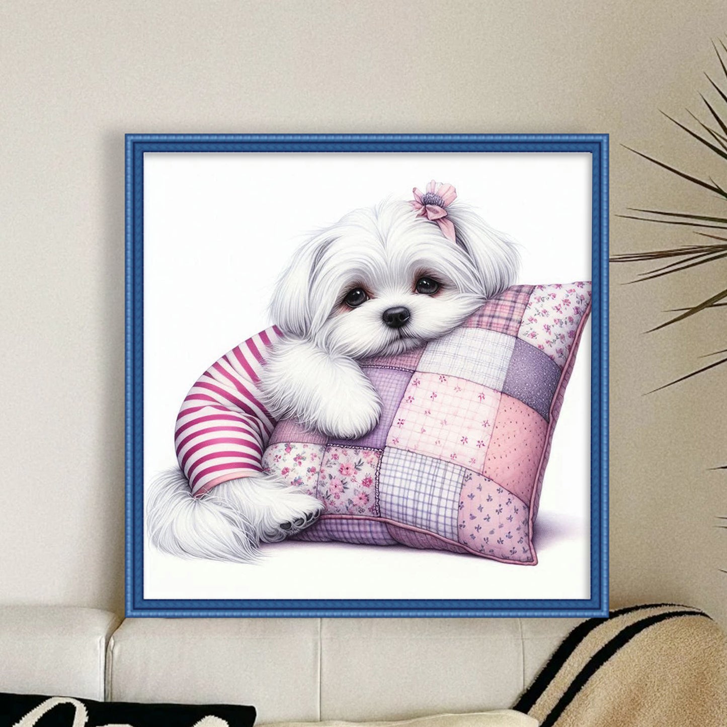Maltese-Dog - Full 11CT Stamped Cross Stitch 40x40CM - Yishu