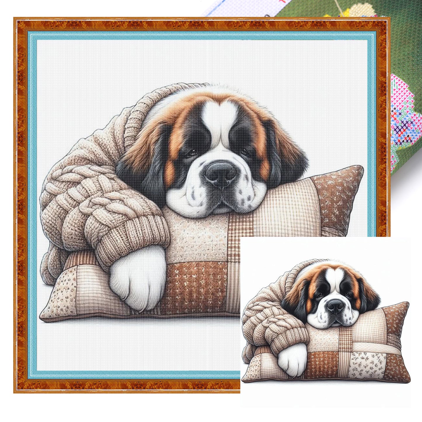 Saint Bernard-Dog - Full 11CT Stamped Cross Stitch 40x40CM - Yishu