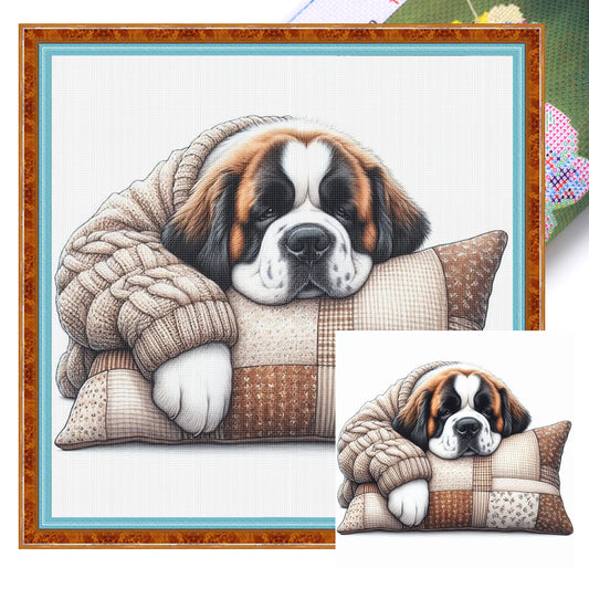 Saint Bernard-Dog - Full 11CT Stamped Cross Stitch 40x40CM - Yishu