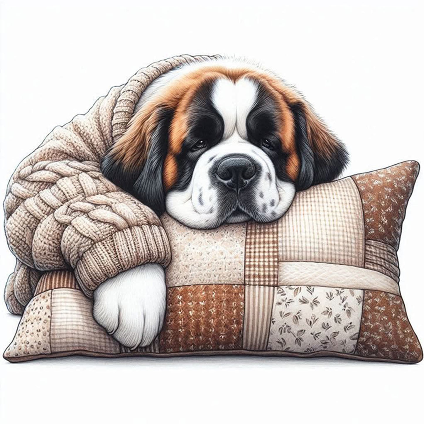 Saint Bernard-Dog - Full 11CT Stamped Cross Stitch 40x40CM - Yishu
