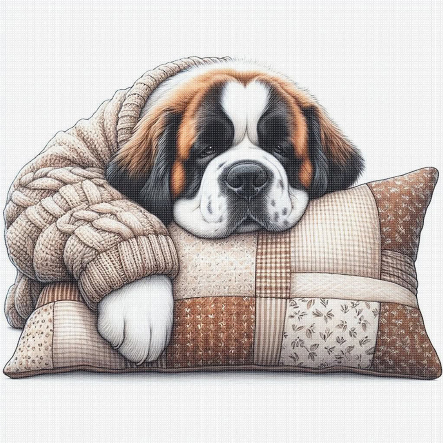 Saint Bernard-Dog - Full 11CT Stamped Cross Stitch 40x40CM - Yishu