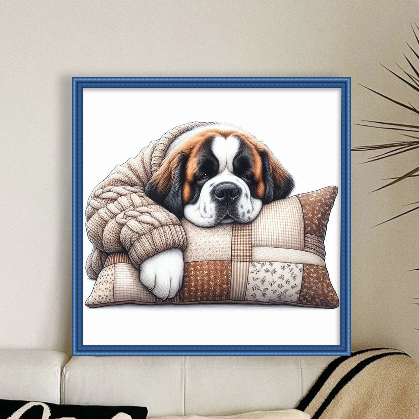 Saint Bernard-Dog - Full 11CT Stamped Cross Stitch 40x40CM - Yishu