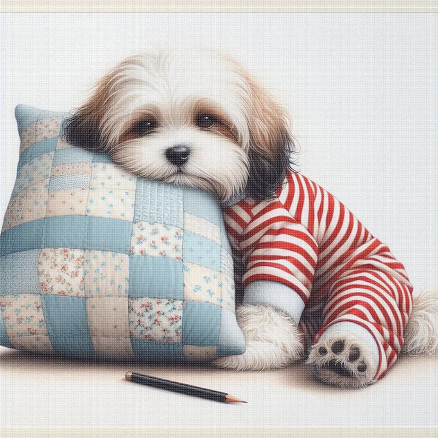 Shih Tzu-Dog - Full 11CT Stamped Cross Stitch 40x40CM - Yishu