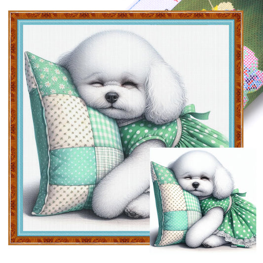 Poodle-Dog - Full 11CT Stamped Cross Stitch 40x40CM - Yishu