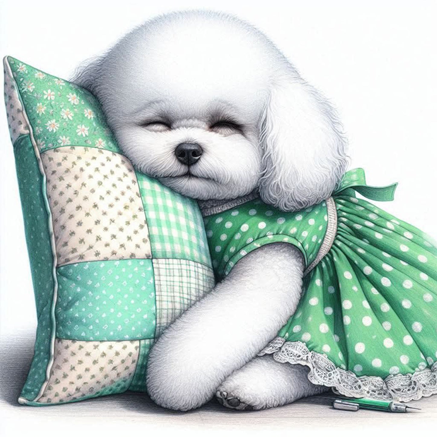 Poodle-Dog - Full 11CT Stamped Cross Stitch 40x40CM - Yishu
