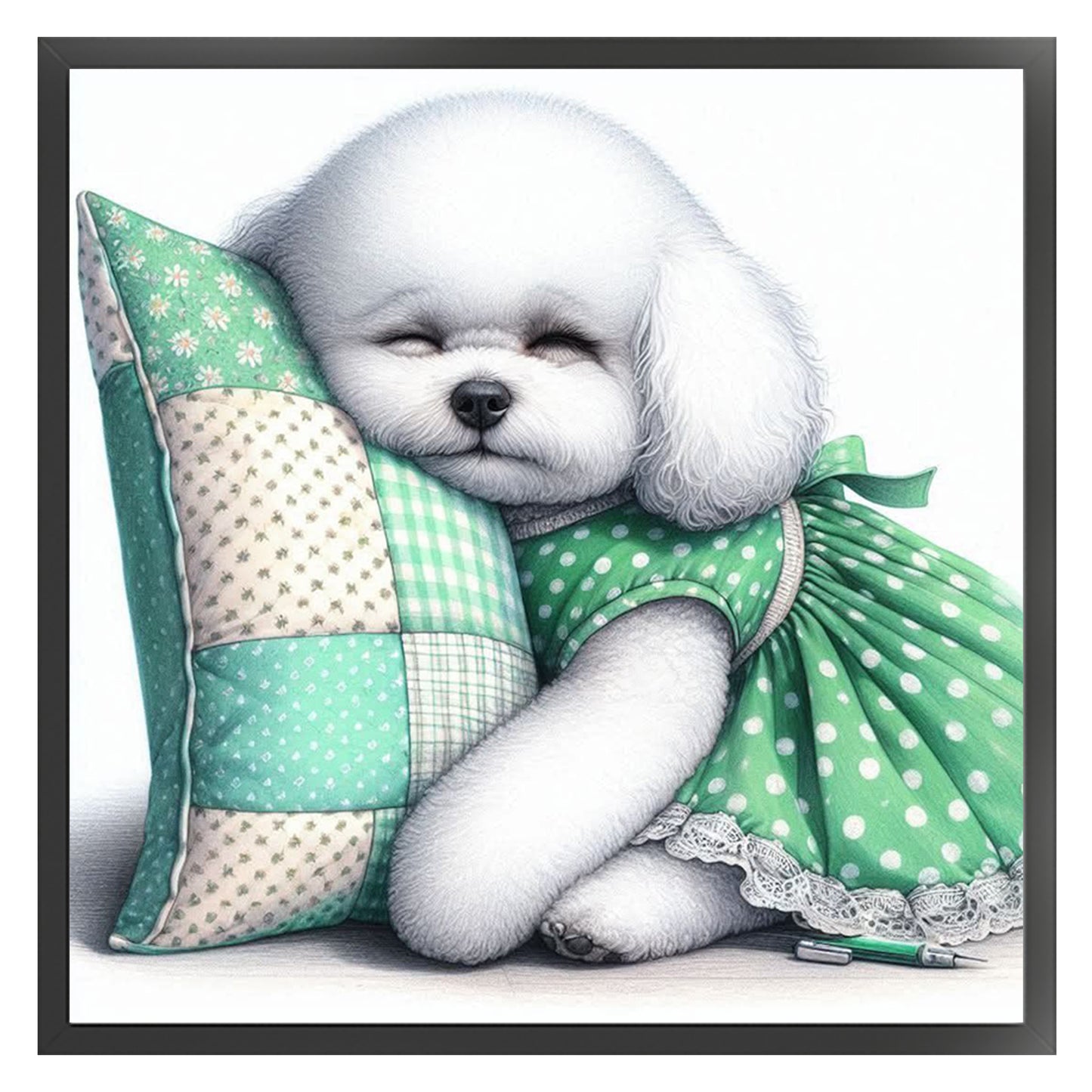 Poodle-Dog - Full 11CT Stamped Cross Stitch 40x40CM - Yishu