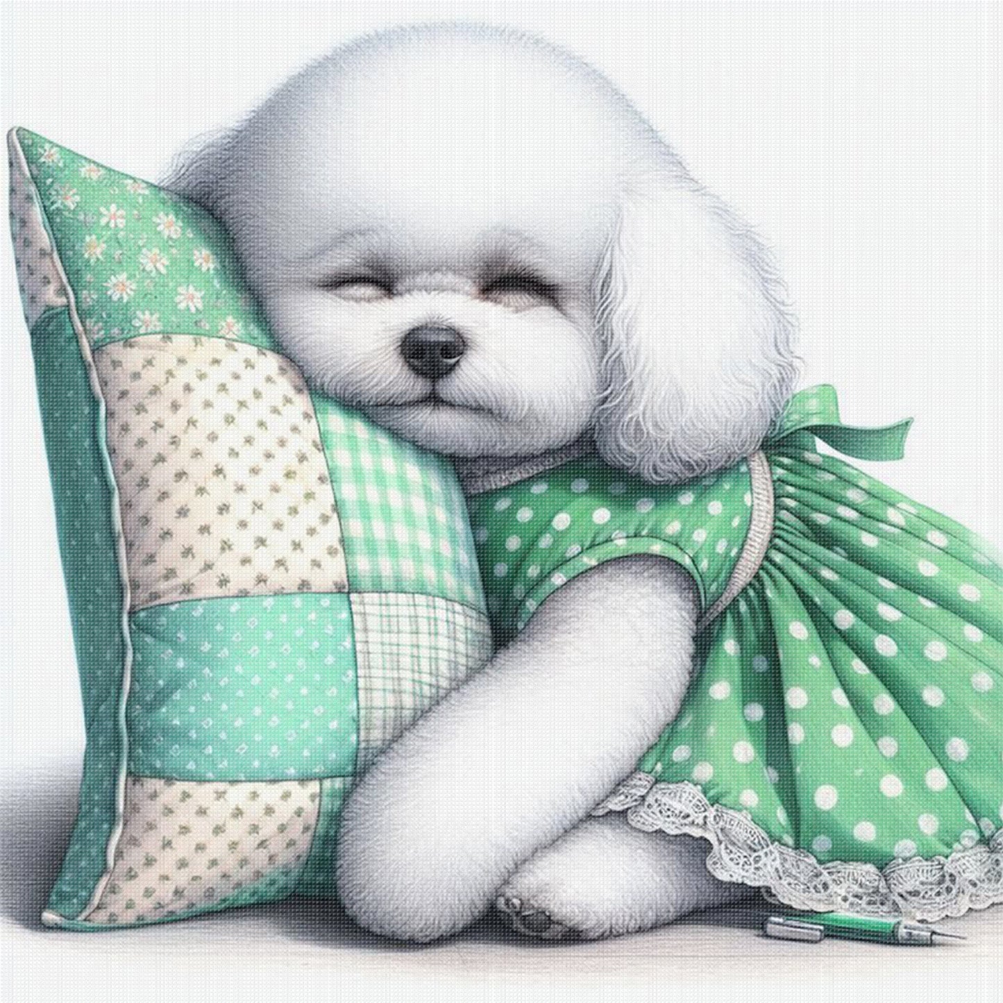 Poodle-Dog - Full 11CT Stamped Cross Stitch 40x40CM - Yishu