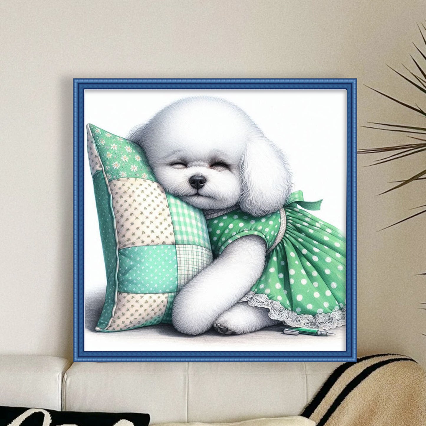 Poodle-Dog - Full 11CT Stamped Cross Stitch 40x40CM - Yishu